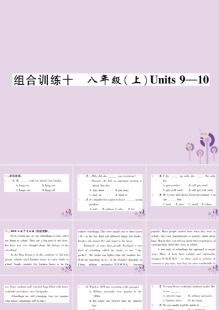 中考英语总复习 第一篇 教材知识梳理篇 组合训练10 八上 Units 9 10(精练)课件