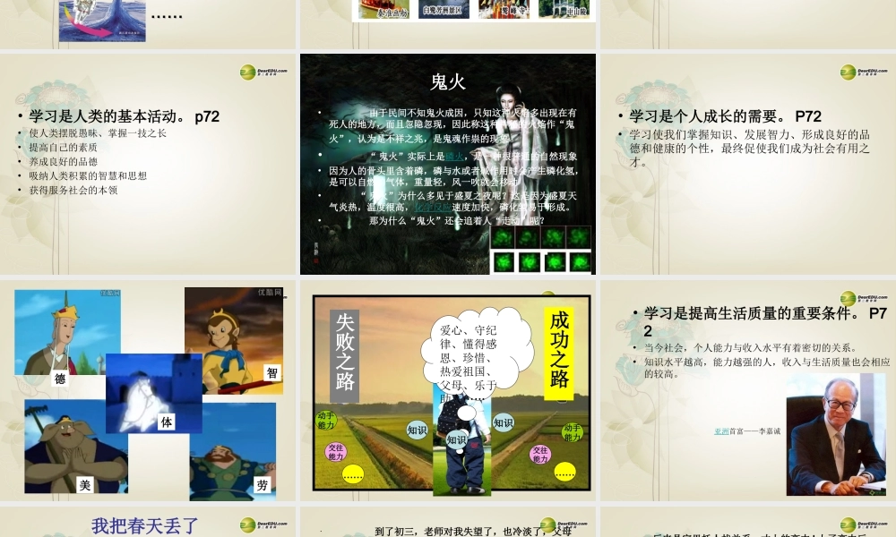 七年级政治上册 第4单元第1课培养正确的学习观念课件 粤教版 课件