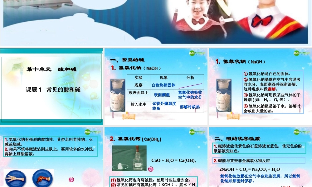 九年级化学下册 常见的酸和碱课件 人教新课标版 课件