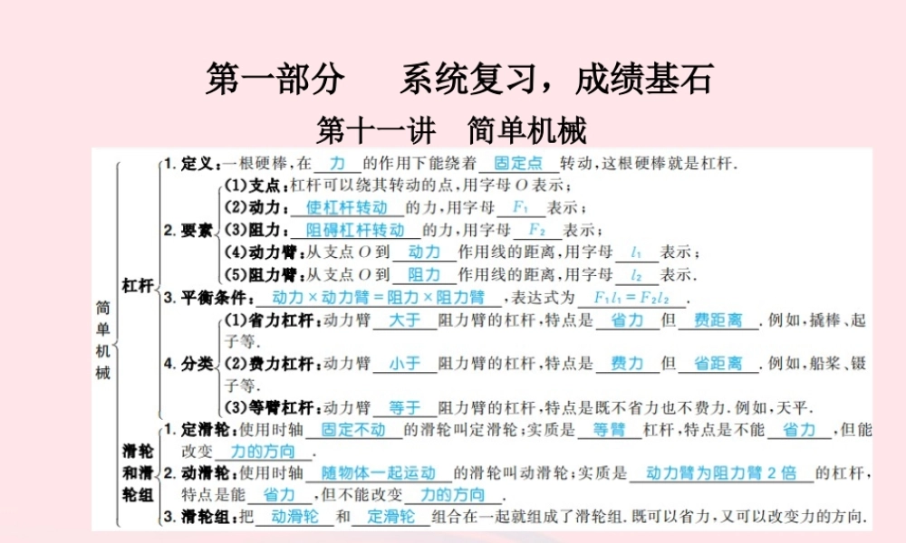中考物理总复习 八下 第11讲 简单机械课件