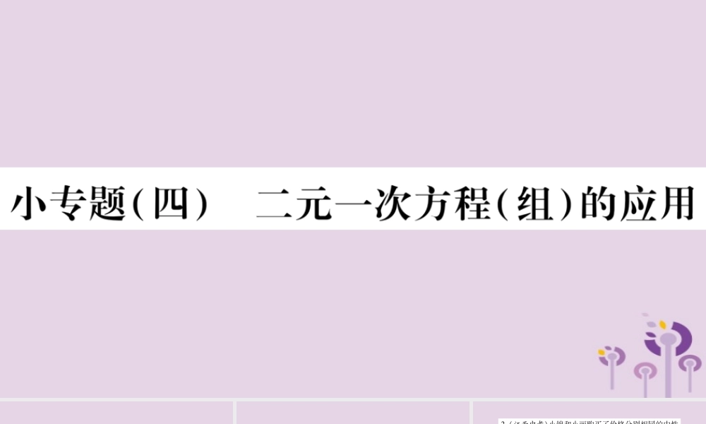 七年级数学上册 第3章 一次方程与方程组 小专题(四)二元一次方程(组)的应用课件 (新版)沪科版 课件