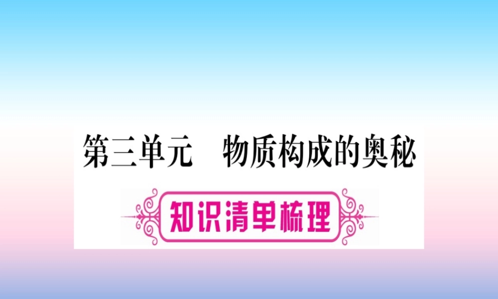 (湖北专版)中考化学总复习 第1部分 教材系统复习 九上 第3单元 物质构成的奥秘习题课件2 课件