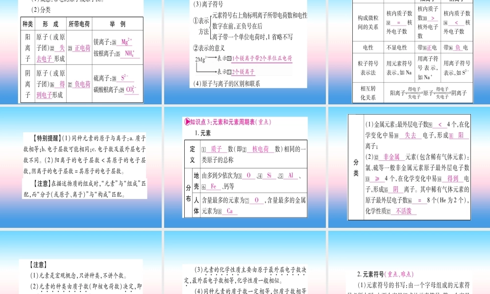 (湖北专版)中考化学总复习 第1部分 教材系统复习 九上 第3单元 物质构成的奥秘习题课件2 课件