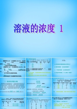 九年级化学下册 93 溶液的浓度课件1 (新版)新人教版 课件