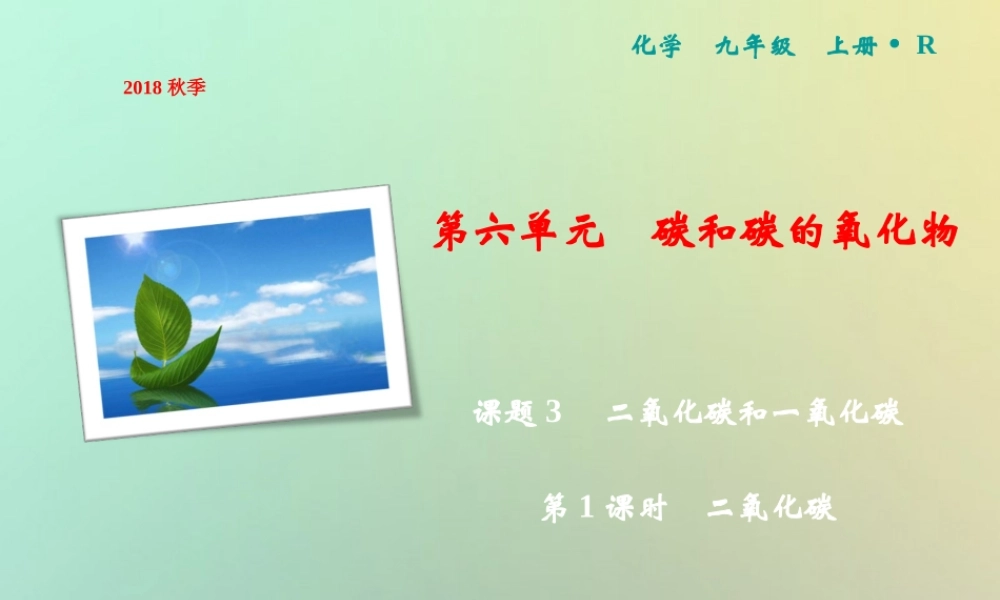 九年级化学上册 第6单元 碳和碳的氧化物 课题3 二氧化碳和一氧化碳 第1课时 二氧化碳作业课件 (新版)新人教版 课件
