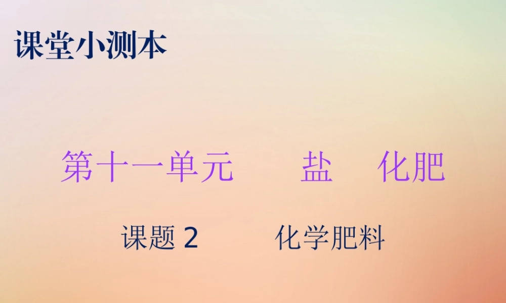 九年级化学下册 第十一单元 盐 化肥 课题2 化学肥料(小测本)课件 (新版)新人教版 课件