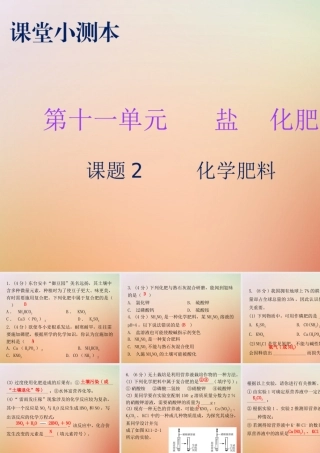 九年级化学下册 第十一单元 盐 化肥 课题2 化学肥料(小测本)课件 (新版)新人教版 课件