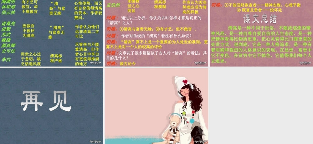 9 高二语文漫话清高 教学课件集二 人教版 高二语文漫话清高 教学课件集二 人教版