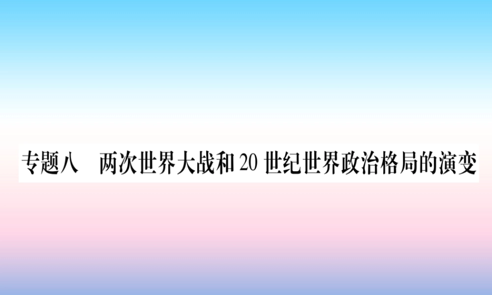 (甘肃专用)中考历史总复习 第二篇 知能综合提升 专题八 两次世界大战和政治格局的演变课件