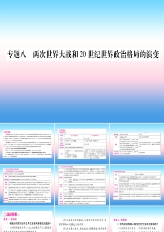 (甘肃专用)中考历史总复习 第二篇 知能综合提升 专题八 两次世界大战和政治格局的演变课件