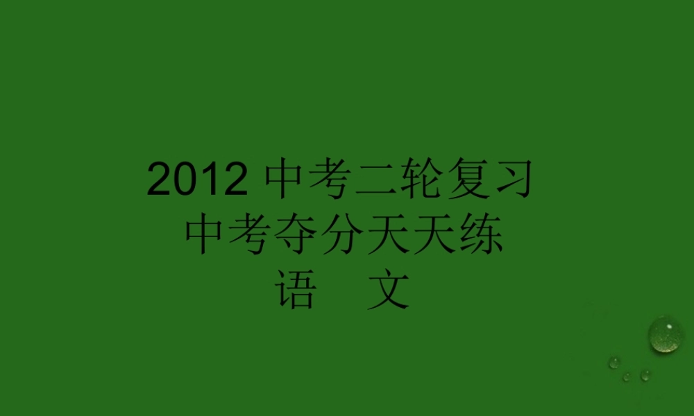 中考语文二轮复习 第二篇现代文阅读之散文小说课件 人教新课标版 课件