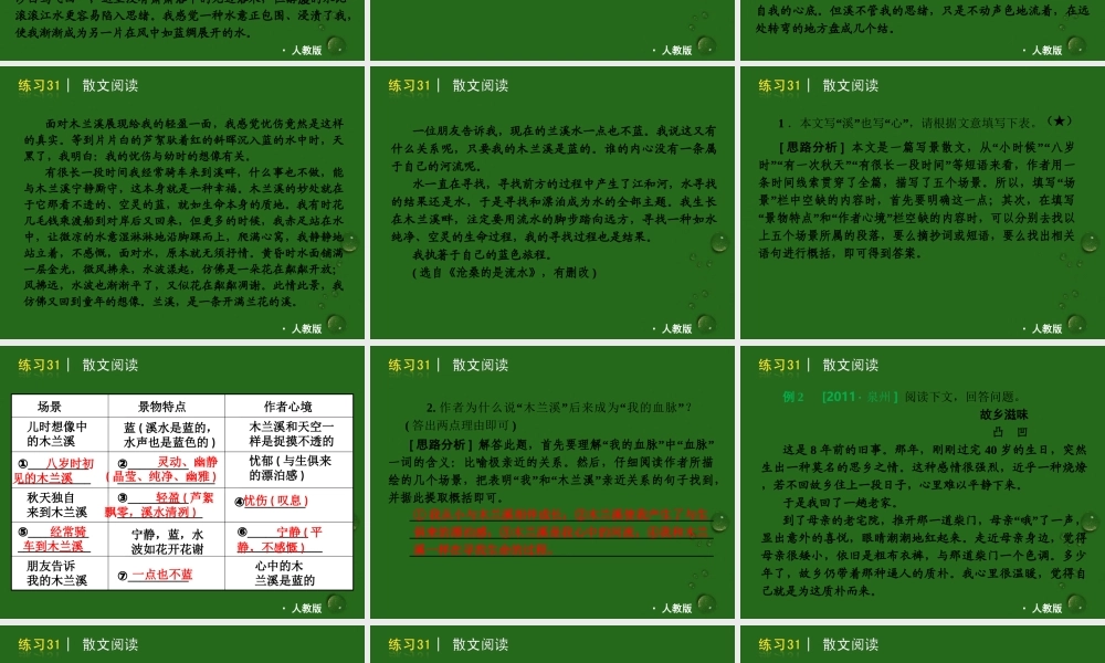 中考语文二轮复习 第二篇现代文阅读之散文小说课件 人教新课标版 课件