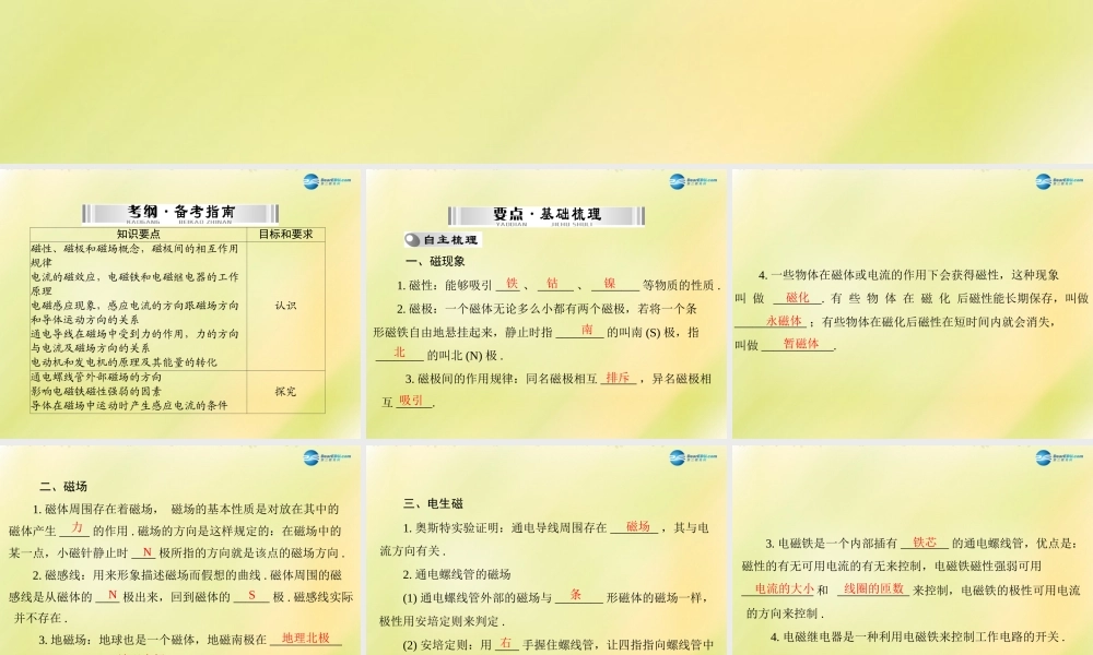 (南粤专用)中考物理 第一部分 第六单元 第1讲 电与磁复习课件