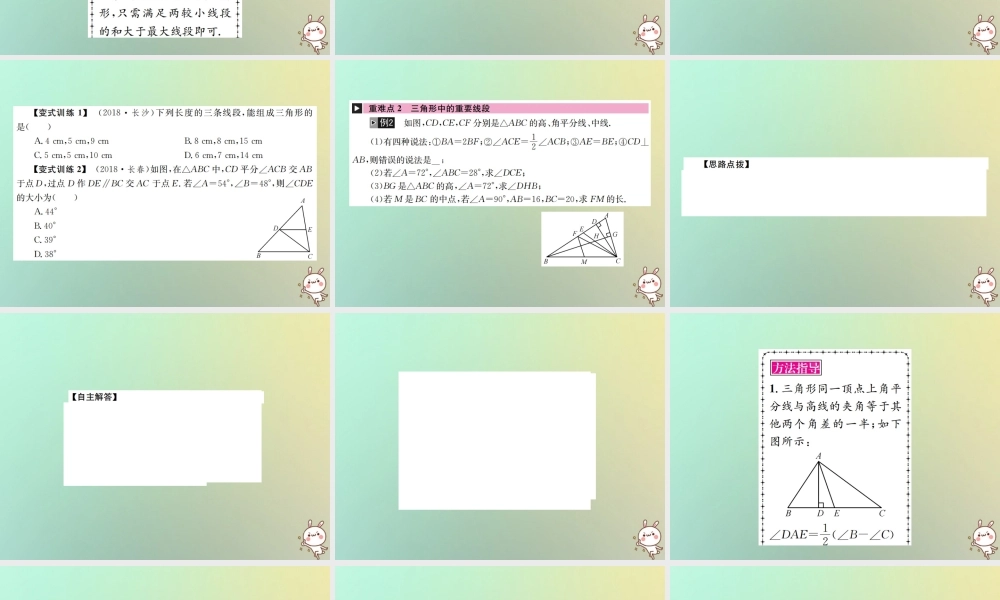 中考数学系统复习 第四单元 图形的初步认识与三角形 第14讲 三角形的基础知识课件