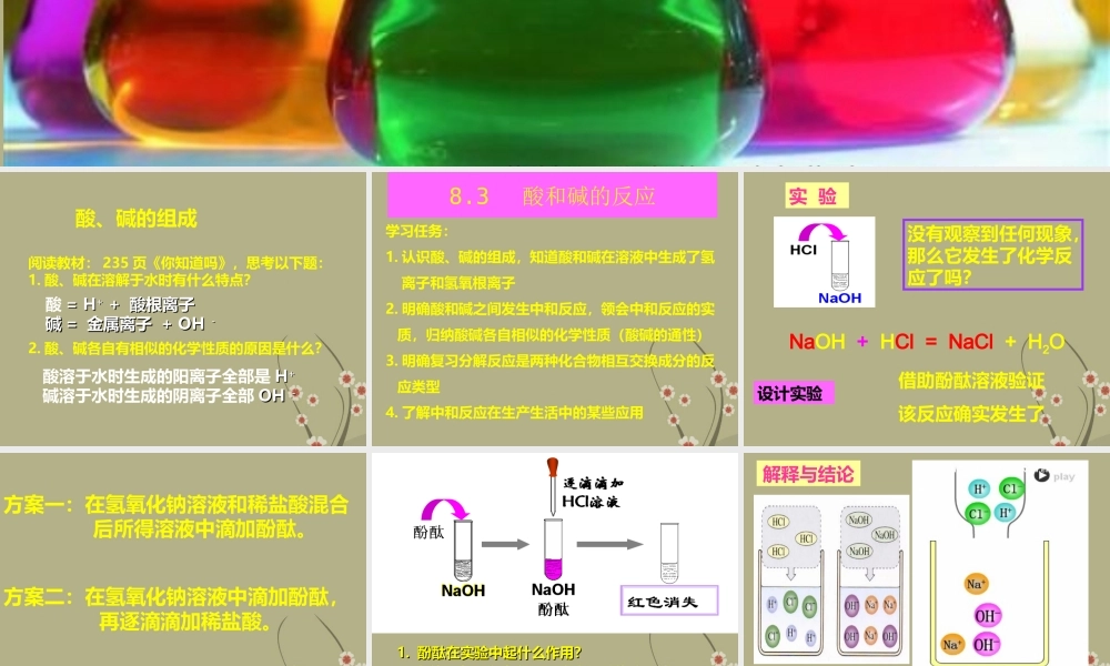 九年级化学下册 83 酸和碱的反应课件 粤教版 课件