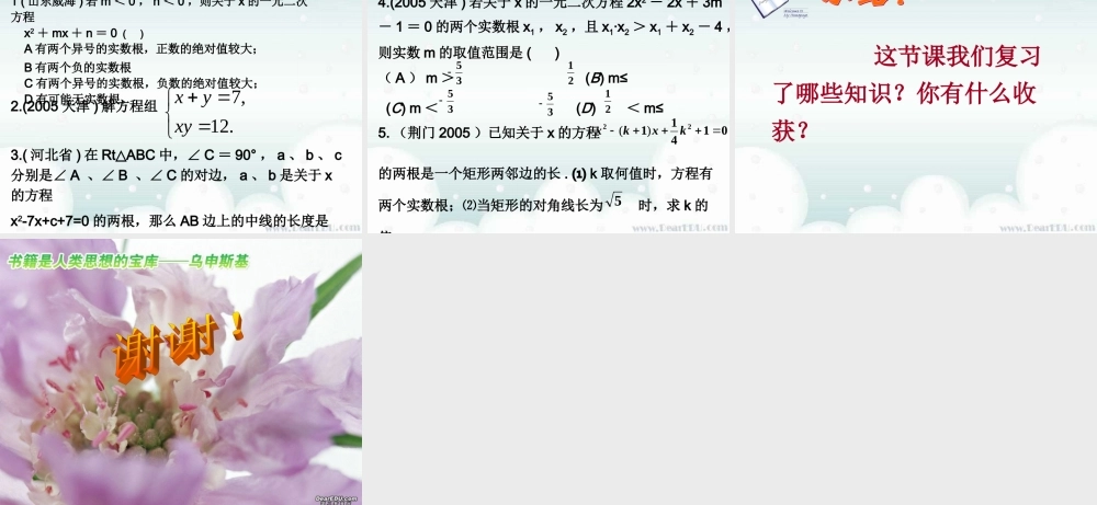 一元二次方程中考复习课件 华东师大版 课件