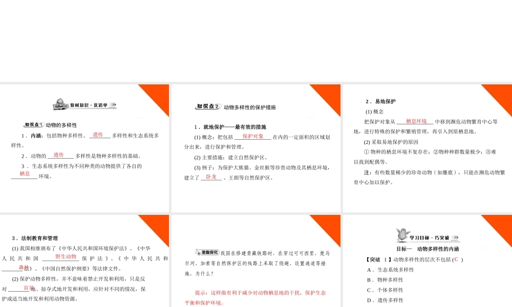 (随堂优化训练)八年级生物上册 第5单元 第17章 第3节 我国动物资源的保护课件 北师大版 课件