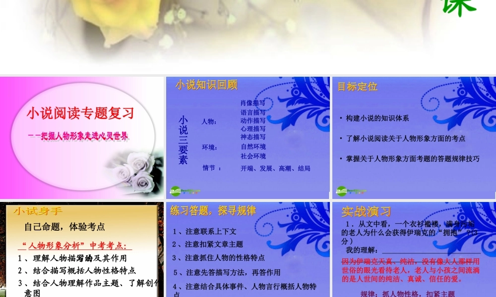 中考语文复习指导课件 小说专题复习—人物形象 课件