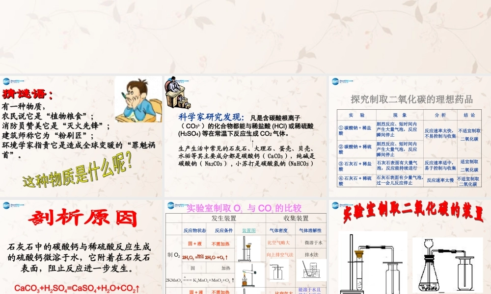 九年级化学上册 第六单元 课题3 二氧化碳制取的研究课件3 (新版)新人教版 课件