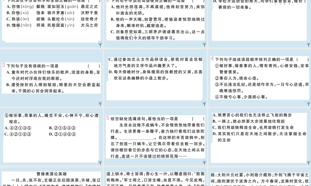 (江西专版)九年级语文上册 第六单元 23 三顾茅庐作业课件 新人教版 课件