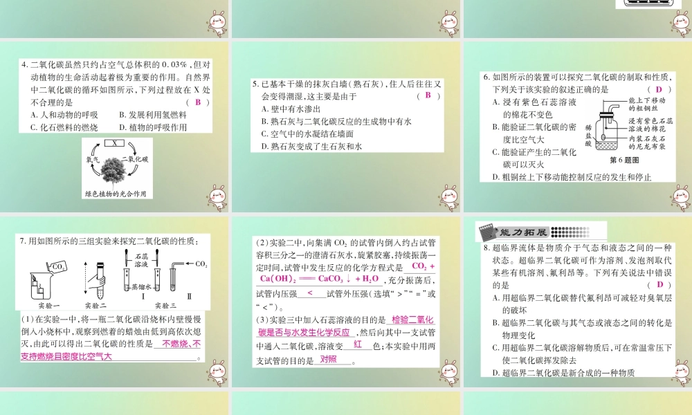 九年级化学上册 第六单元 碳和碳的氧化物 课题3 二氧化碳和一氧化碳 第1课时 二氧化碳课件 (新版)新人教版 课件