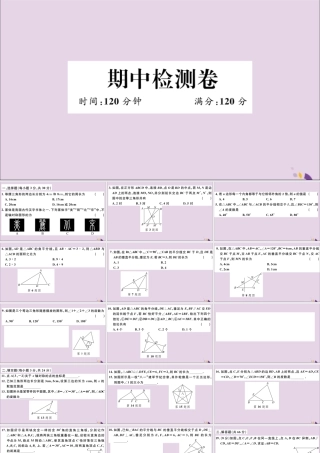 (通用)秋八年级数学上册 期中检测卷习题讲评课件 (新版)新人教版 课件