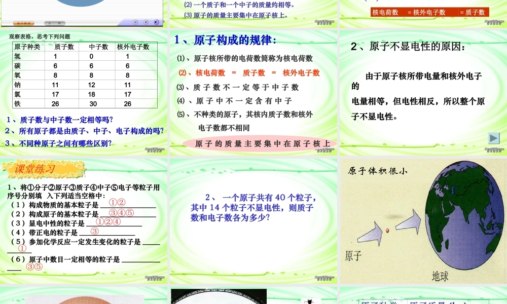 九年级化学原子的构成课件五 新课标 人教版 课件