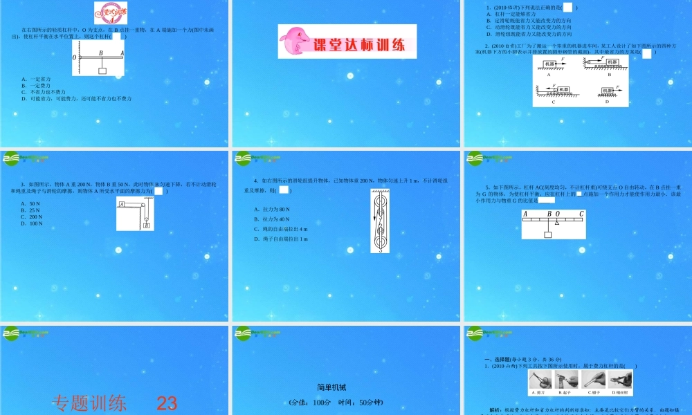 中考物理复习专题二十三 简单机械课件