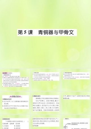 七年级历史上册 第2单元 夏商周时期：早期国家的产生与社会变革 第5课 青铜器与甲骨文课件 新人教版 课件