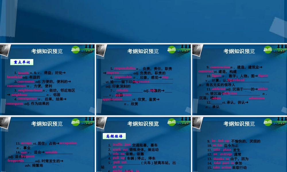 (优化方案)高考英语一轮复习 unit9课件 北师大版必修3 课件