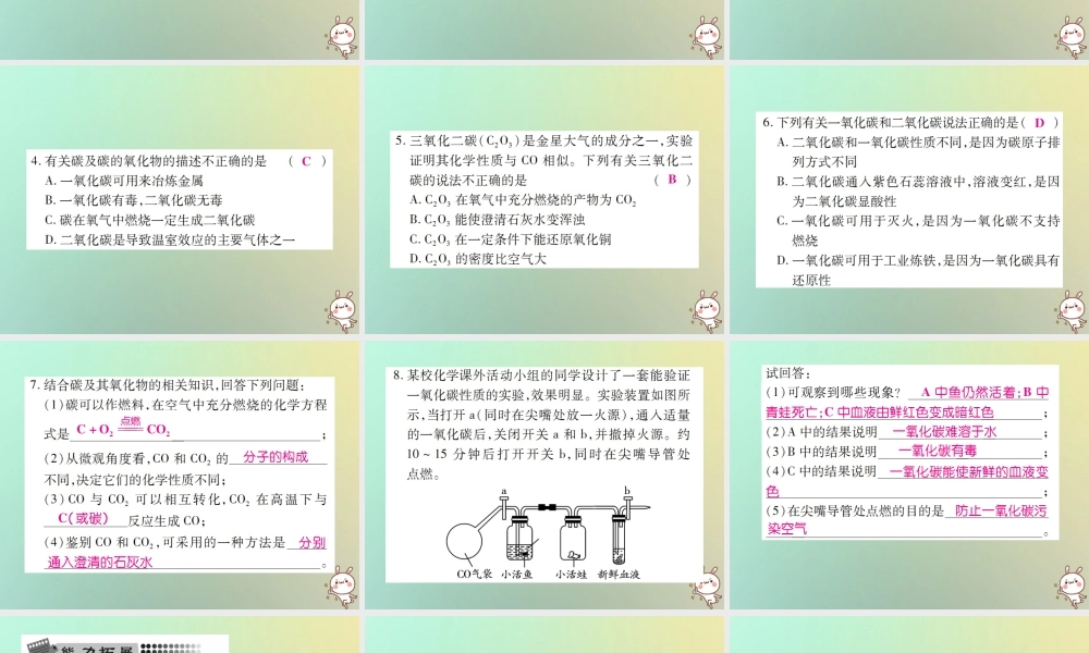 九年级化学上册 第六单元 碳和碳的氧化物 课题3 二氧化碳和一氧化碳 第2课时 一氧化碳课件 (新版)新人教版 课件