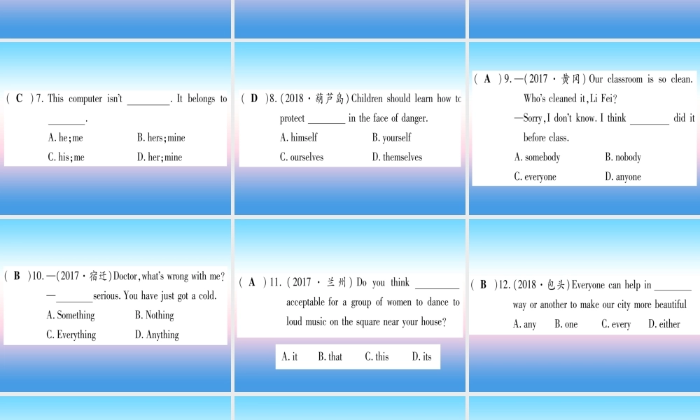 (湖北专用版)版中考英语专题高分练 专题突破二 代词实用课件