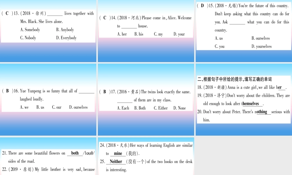 (湖北专用版)版中考英语专题高分练 专题突破二 代词实用课件