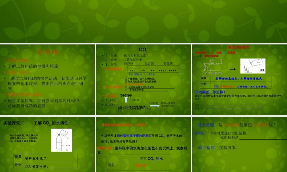九年级化学上册 第六单元 课题3 二氧化碳和一氧化碳课件 (新版)新人教版 课件