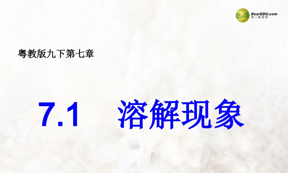 九年级化学下册(71 溶解现象)课件 粤教版 课件