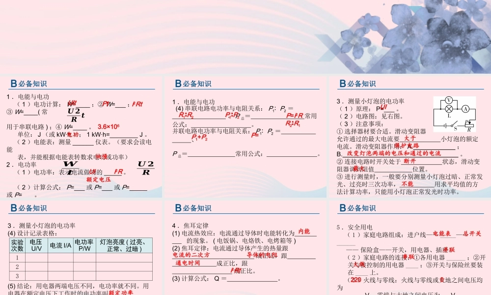 中考物理总复习 第一轮 基础过关 瞄准考点第13讲 电与热 安全用电课件