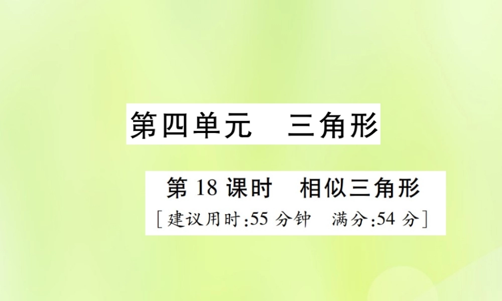 中考数学总复习 第四单元 三角形 第18课时 相似三角形(高效集训本)课件