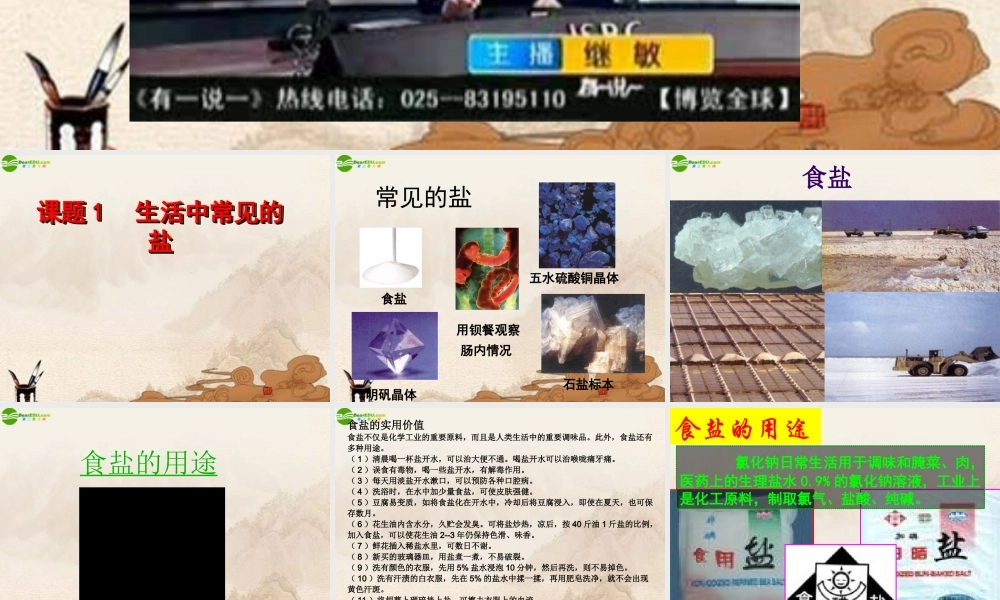 九年级化学下册 课题1生活中常见的盐课件 人教新课标版 课件