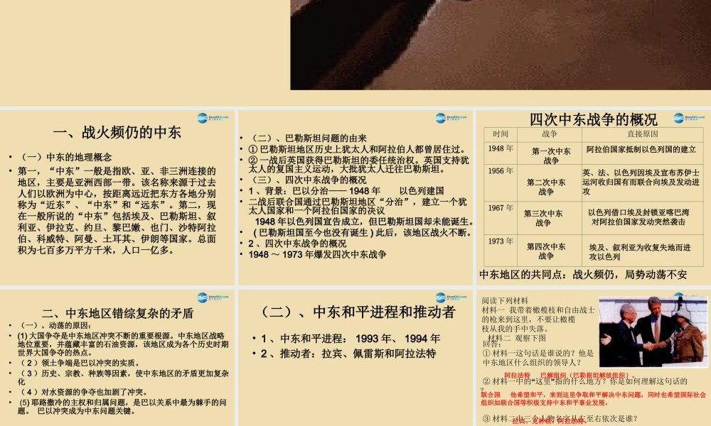 九年级历史下册 13 动荡的中东地区课件 新人教版 课件