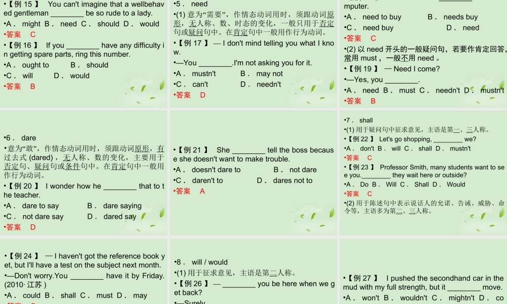 6第六章情态动词和虚拟语气课件(江苏专用) 课件