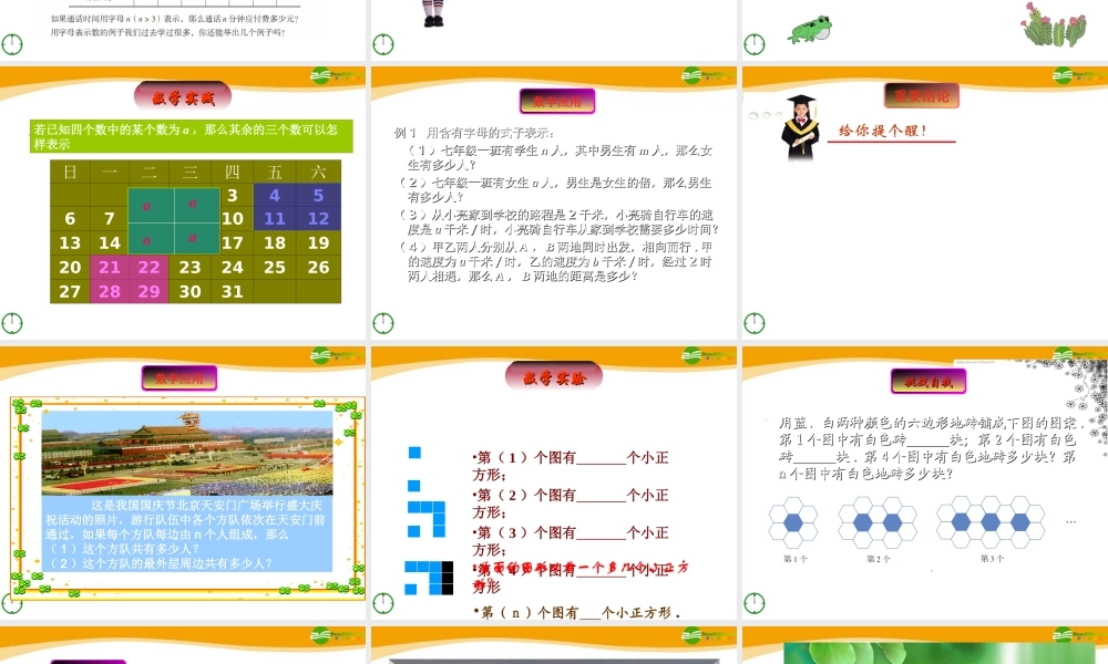 七年级数学上册 5.1用字母表示数课件 青岛版 课件