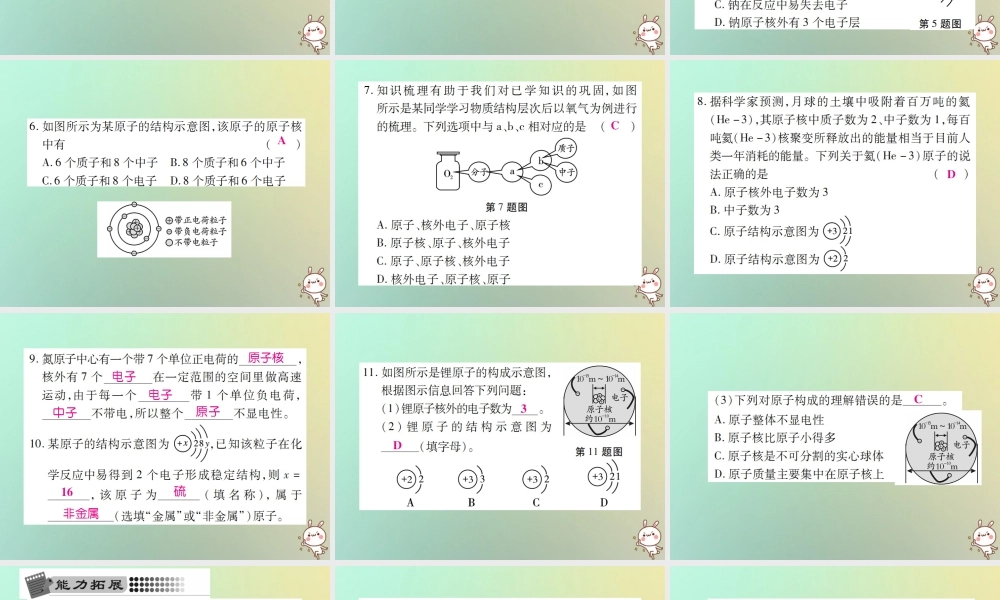 九年级化学上册 第三单元 物质构成的奥秘 课题2 原子的结构 第1课时 原子的构成与核外电子排布课件 (新版)新人教版 课件