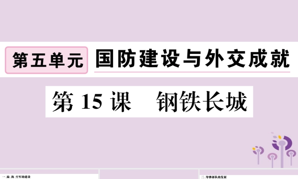 (江西专版)八年级历史下册 第五单元 国防建设与外交成就 第15课 钢铁长城习题课件 新人教版 课件