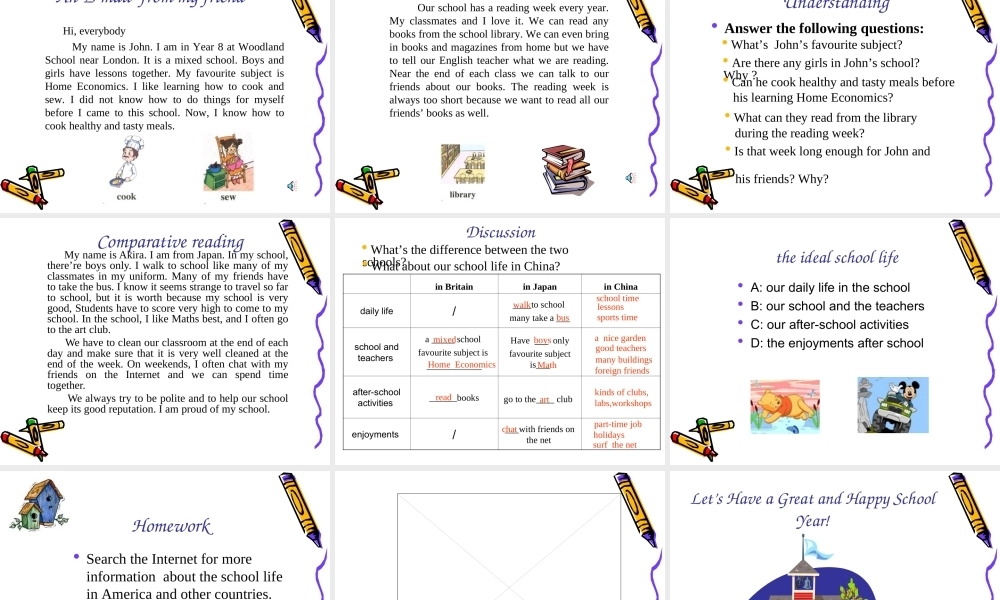 7B Unit 2 schoollife 牛津英语 课件