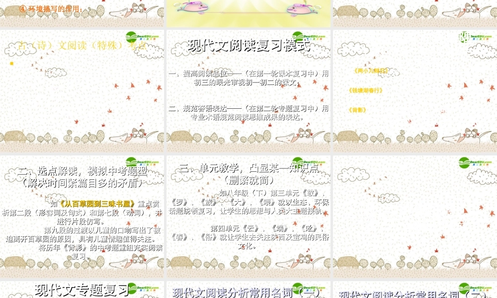 中考语文复习课件 突破阅读瓶颈——中考阅读及写作复习方法举隅 课件