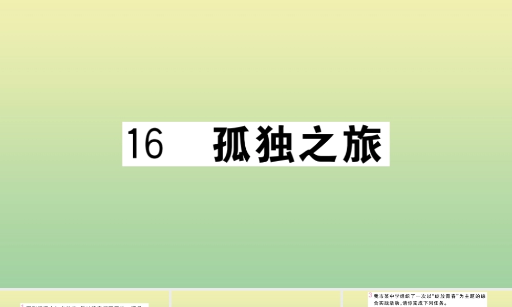 (河南专版)九年级语文上册 第四单元 16 孤独之旅作业课件 新人教版 课件