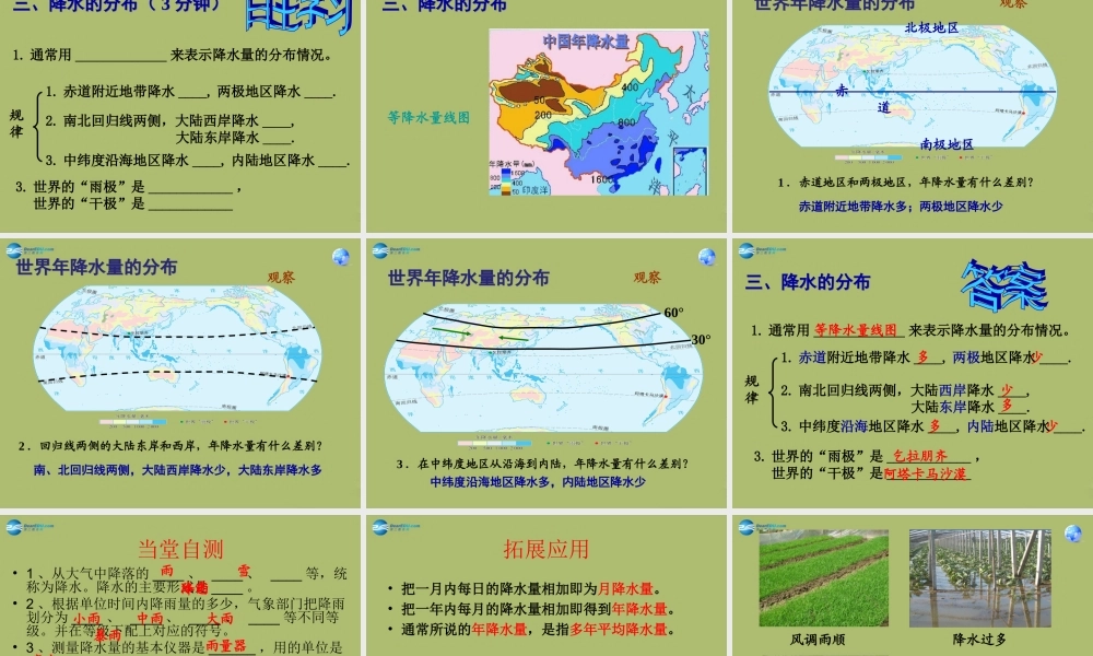 七年级地理上册 3.3 降水的变化与分布课件(新版)新人教版 课件
