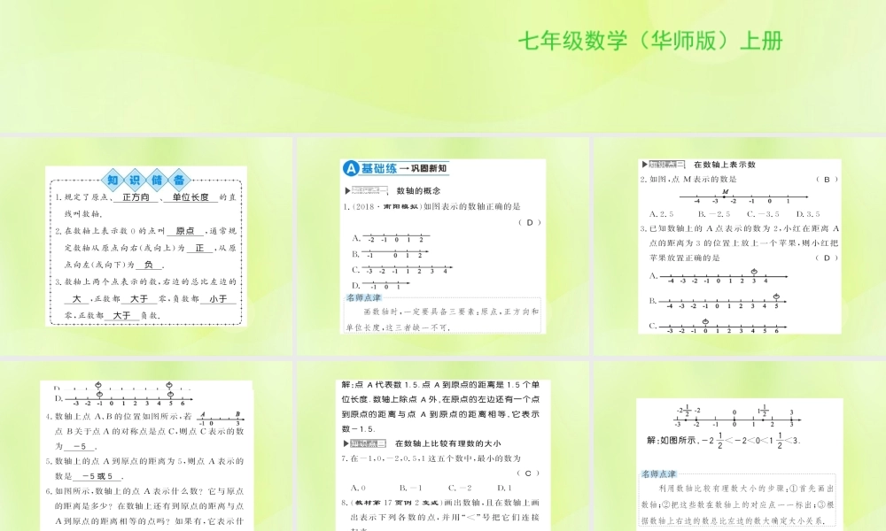 七年级数学上册 第2章 有理数 2.2 数轴习题课件 (新版)华东师大版 课件
