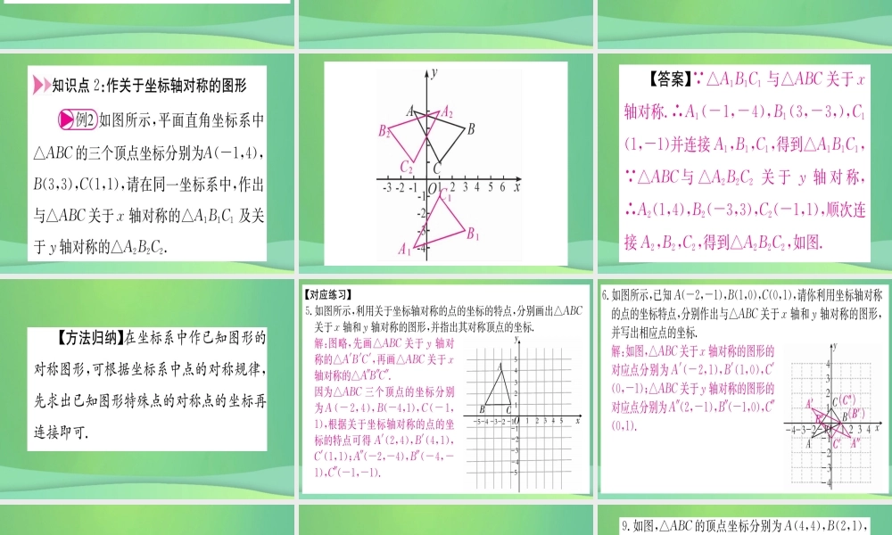 (江西专用)八年级数学上册 第13章 轴对称 13.2 画轴对称图形 第2课时 用坐标表示轴对称作业课件 (新版)新人教版 课件
