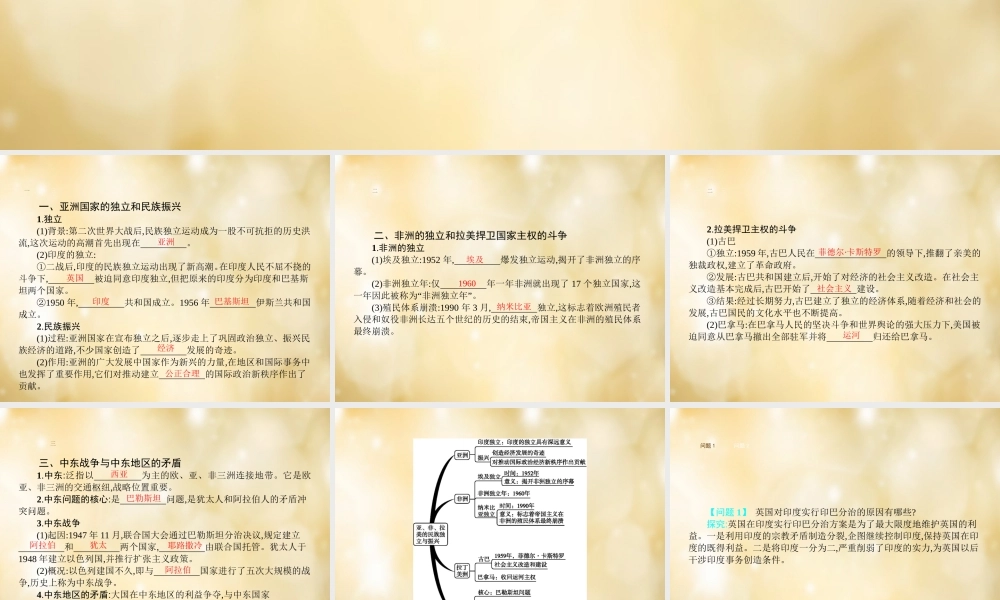 九年级历史下册 第12课 亚、非、拉美的民族独立与振兴课件 中华书局版 课件